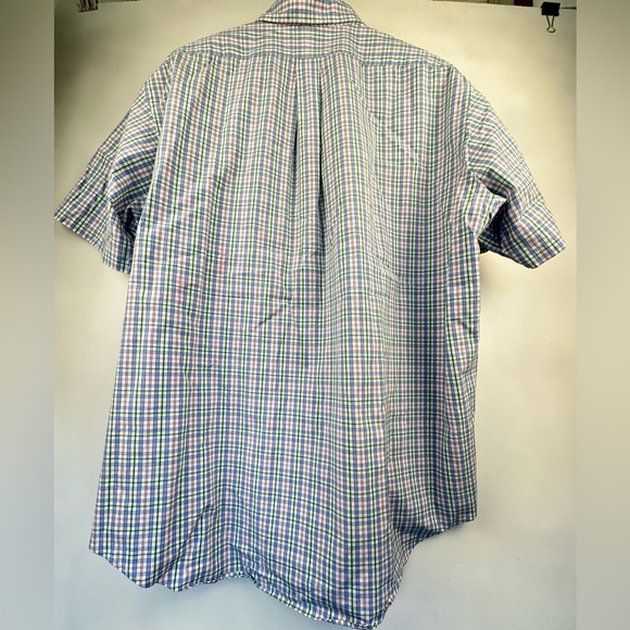 Ralph Lauren Shirt Mens XL‎ Blue Pink Plaid Short Sleeve Green Pony - Picture 2 of 8